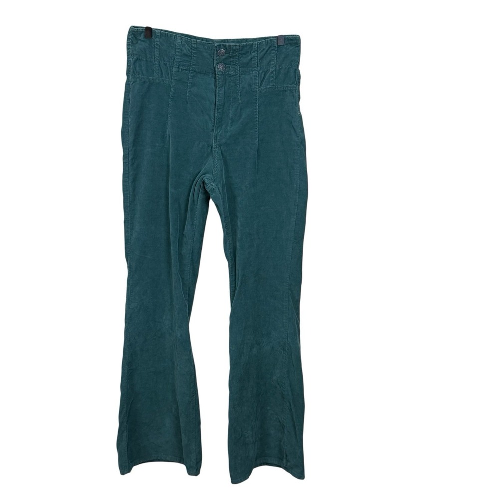Free People We The Free Jayde Cord Flare Jeans Womens 30 Green High Rise Boho
